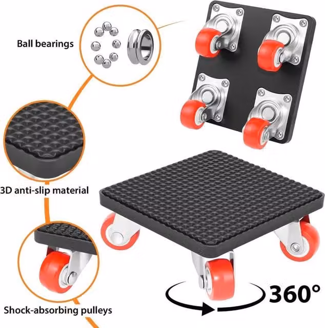 EONLION Furniture Lifter and Moving Tool Mover Roller Slider in Black