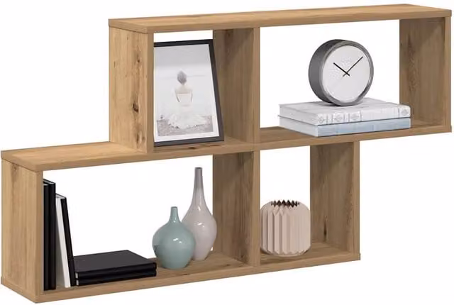 Berkfield Home Artisan Oak Wall Shelf in Brown, W/D/H: 100 x 18 x 53 cm