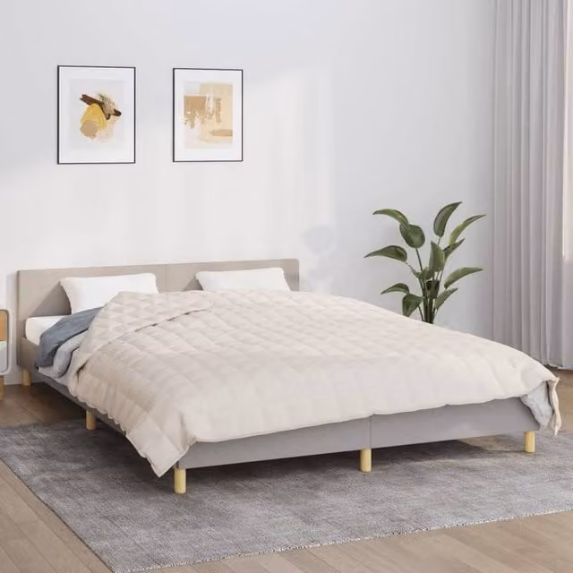 Berkfield Home Weighted Blanket in Beige, W/D/H: 200 x 220 cm, 13 kg