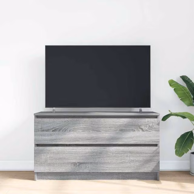 Berkfield Home Grey Sonoma TV Cabinet in Engineered Wood W/D/H: 100 x 35 x 54 cm