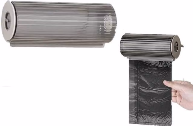 VOGREX 3-Piece Wall Mounted Self-Adhesive Plastic Garbage Bag Holder in Grey