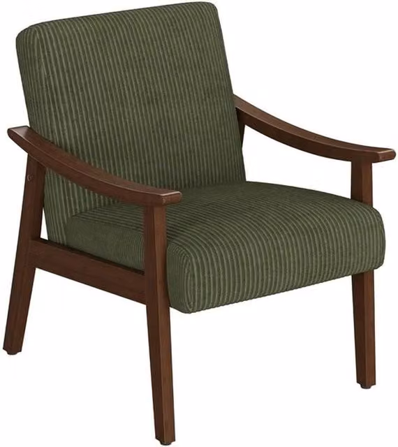 KORVIXA Mid-Century Modern Corduroy Upholstered Accent Chair in Green, W/D/H: 62 x 74 x 100 cm