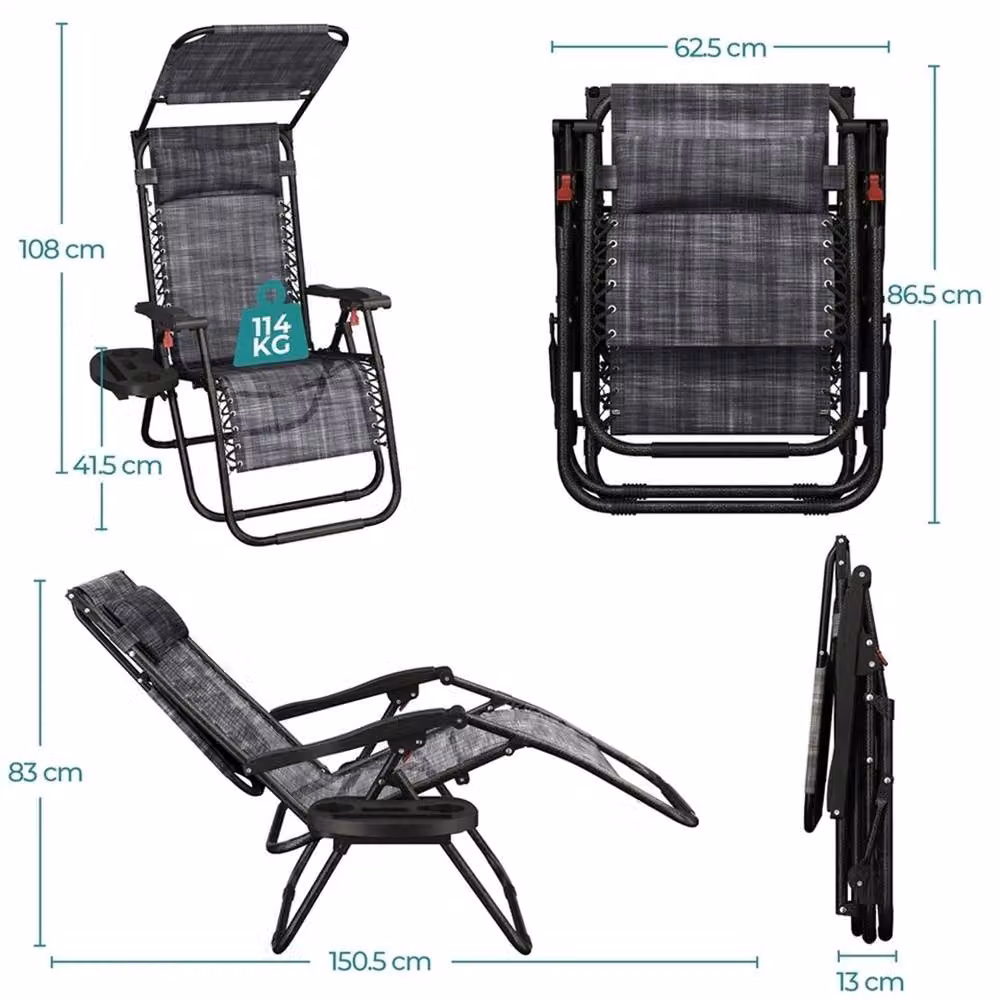 Kelvenix 2-Piece Zero Gravity Garden Chairs in Grey – 2