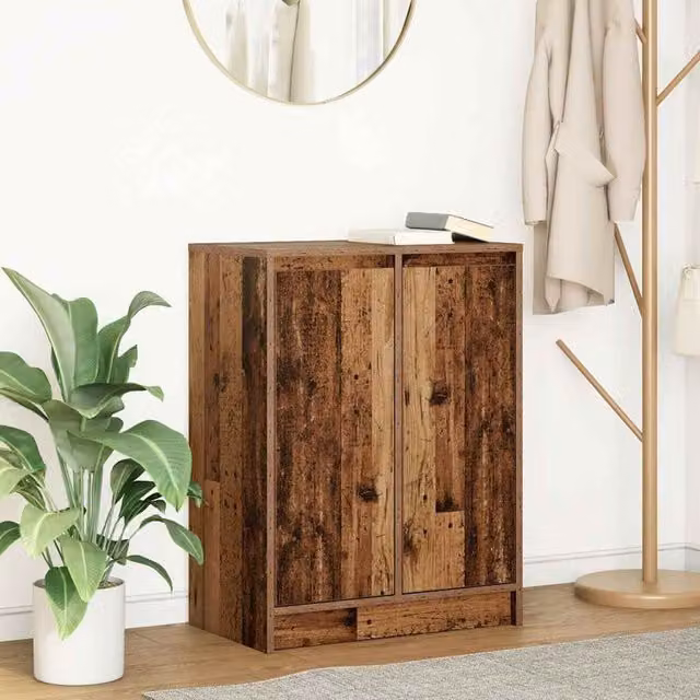 Berkfield Home Rustic Old Wood Sideboard in Brown, W/D/H: 57 x 34 x 76 cm
