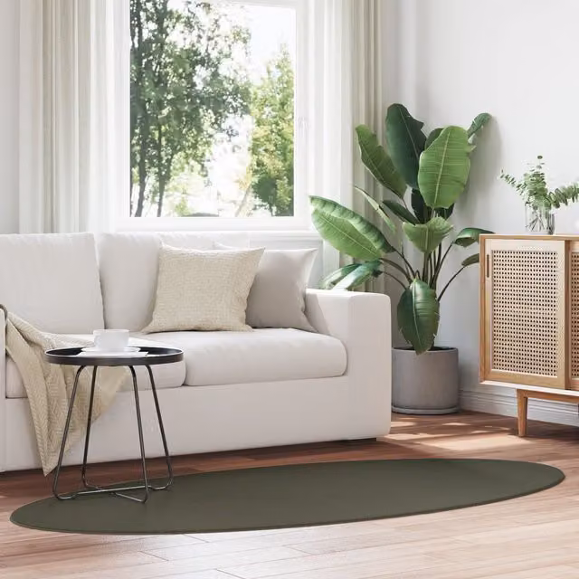 Berkfield Home HUARTE Oval Wool Rug, Green, W: 100 cm, D: 200 cm