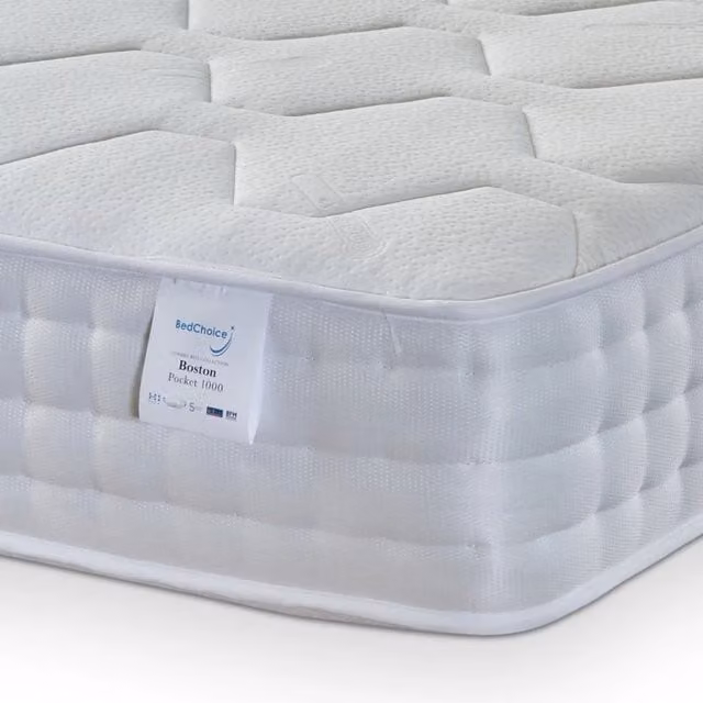 Bed Choices Luxury Micro-Quilted Boston 1000 Pocket Spring Mattress in White, Size: 180 x 200 cm