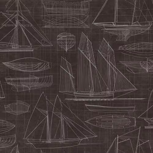 Galerie Deauville 2 Nautical Maritime Abstract Wallpaper in White and Black
