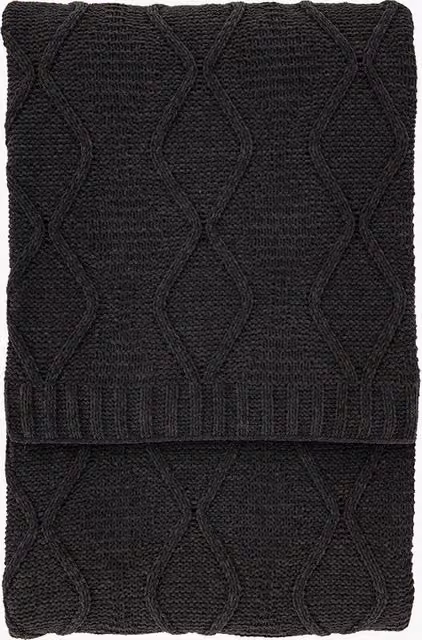 Perch & Parrow Dawdler Grey Anthracite Geometric Knitted Chenille Cable Throw