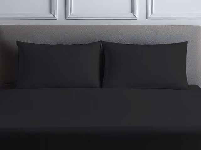 Snug City 2 Pack Black Cotton Housewife Pillowcases with Envelope Closure, 200 Thread Count, W: 48 cm x L: 74 cm