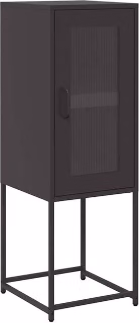 Berkfield Home Industrial Black Matt Metal Sideboard with Glass Doors, W/D/H: 36 x 39 x 107 cm – 1