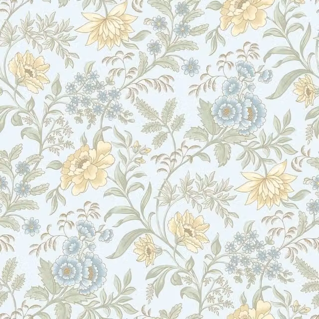 Rasch Echoes Of Eden Garden Muse Botanical Floral Wallpaper in Blue