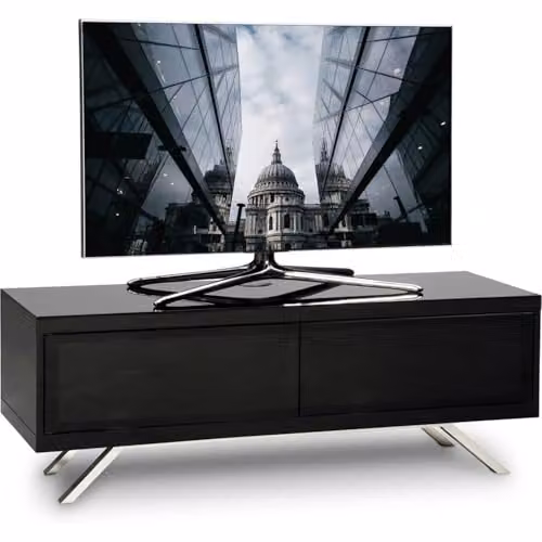 MDA Designs Tucana 1200 Hybrid Black TV Cabinet Stand with Glass Doors, W/D/H: 120 x 40 x 42 cm – 1