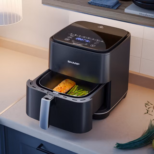 Sharp 5.5l Digital Hot Air Fryer with Digital Display in Black