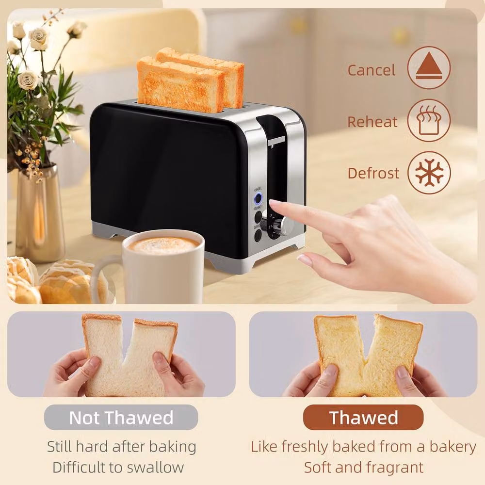 STILVORA Retro Toaster and Kettle Set in Black and Silver – 6