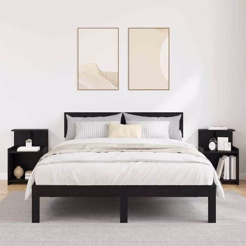 Berkfield Home 2-Pack Black Oak Bedside Cabinets, W/D/H: 40 x 35 x 60 cm – 2