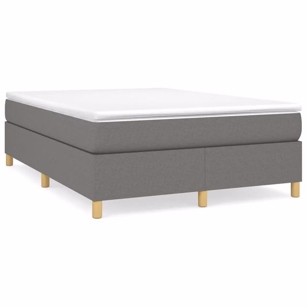 Berkfield Home Upholstered Box Spring Bed Frame in Dark Grey, W: 135 cm, L: 190 cm – 2