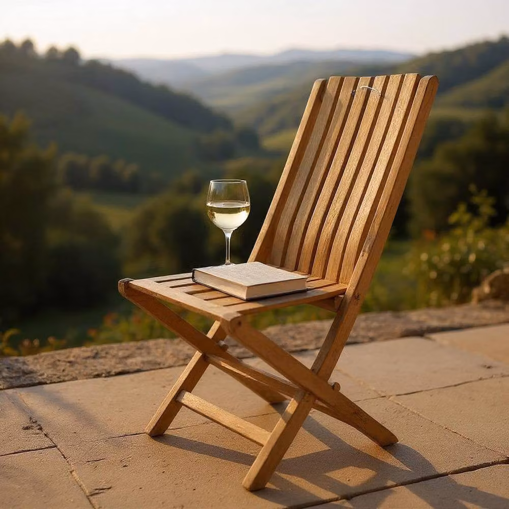 Minster Miami Garden Folding Chair in Brown Teak, W/D/H: 47 x 37 x 95 cm – 5