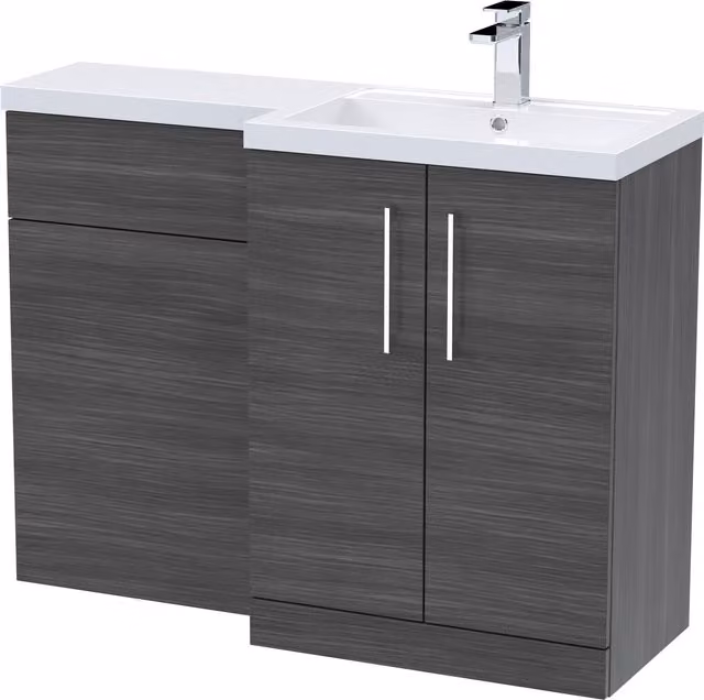 Balterley Right Hand Floor Standing Bathroom Vanity Basin and WC Unit in Grey Matt Finish
