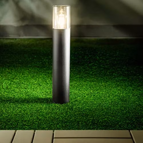 CGC Lighting Bluebell Modern Outdoor Post Bollard Light in Grey with Smoky Glass Diffuser – 3