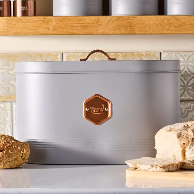 Cooks Professional Ventilated Metal Bread Bin in Grey