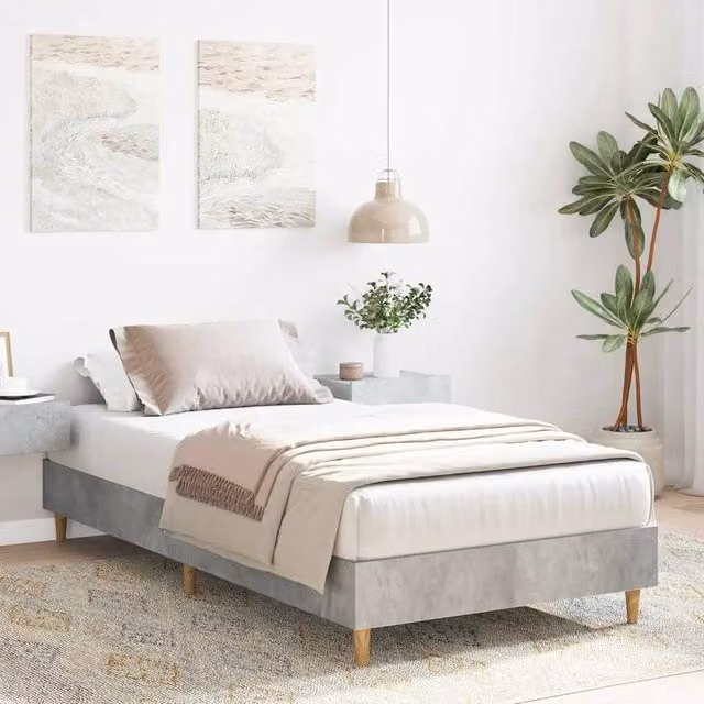 Berkfield Home Durable Bed Frame in Concrete Grey, W/D/H: 100 x 200 x 25 cm – 1