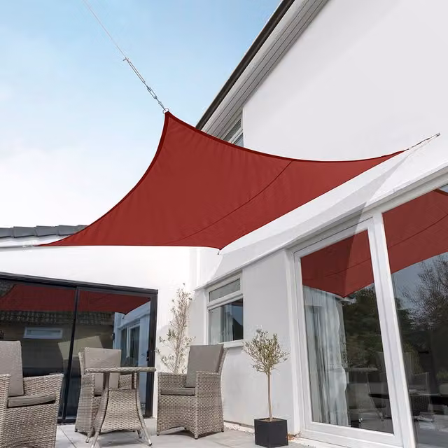 Kookaburra Square Waterproof Sun Shade Sail, Red, W/D: 360 x 360 cm