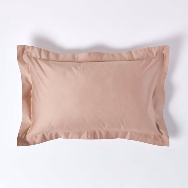 Homescapes 1000 Thread Count Egyptian Cotton Percale Oxford Pillowcase in Beige and Pink