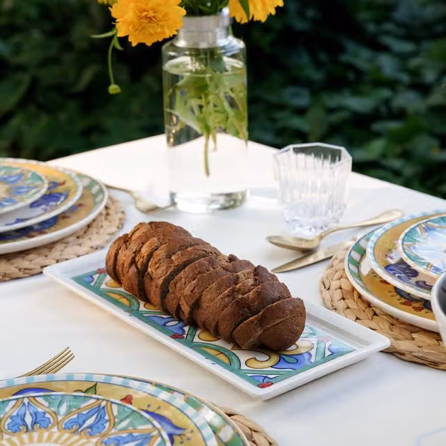 The Mia Limoncello Series Rectangular Stoneware Platter, Yellow and Multicolour – 1