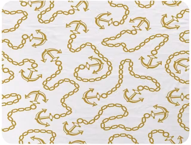 Benjamin Tate Design Anchor and Chains Fleece Blanket in Gold, Beige and White, W/D/H: 120 x 150 cm – 2