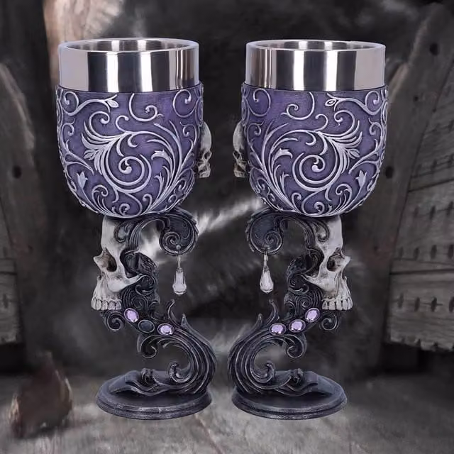 Nemesis Now Deaths Desire Goblets Set of 2, Multicolour, Height: 18.5 cm