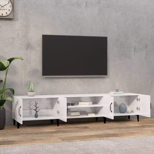 Berkfield Home Modern High Gloss White TV Cabinet W/D/H: 180 x 31.5 x 40 cm