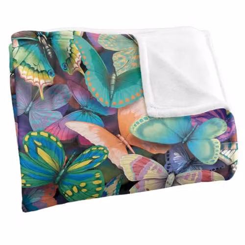 JQ Licensing Royce Mcclure Butterfly Magic Pattern Super Soft Floral Fleece Throw Blanket, Multicolour, W/D/H: 91 x 147 cm – 2