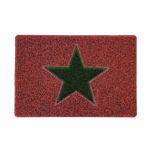 Nicoman Christmas Star PVC Spaghetti Doormat in Red and Green, W: 60 cm, D: 40 cm – 2