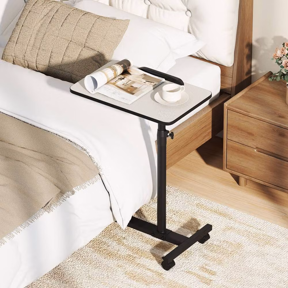 Costway Grey Tilting Overbed Table with Lockable Wheels – 2