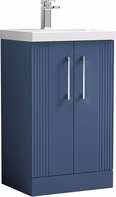 Balterley Floor Standing 2 Door Vanity Unit with Thin-Edge Basin, Satin Blue