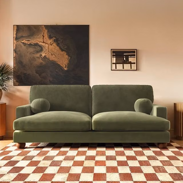 SolaceCo Addison 3 Seater Velvet Sofa in Green