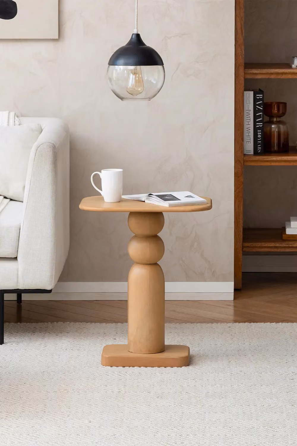 MH London Vita Solid Mango Wood Sculptural Side Table in Natural Brown – 3