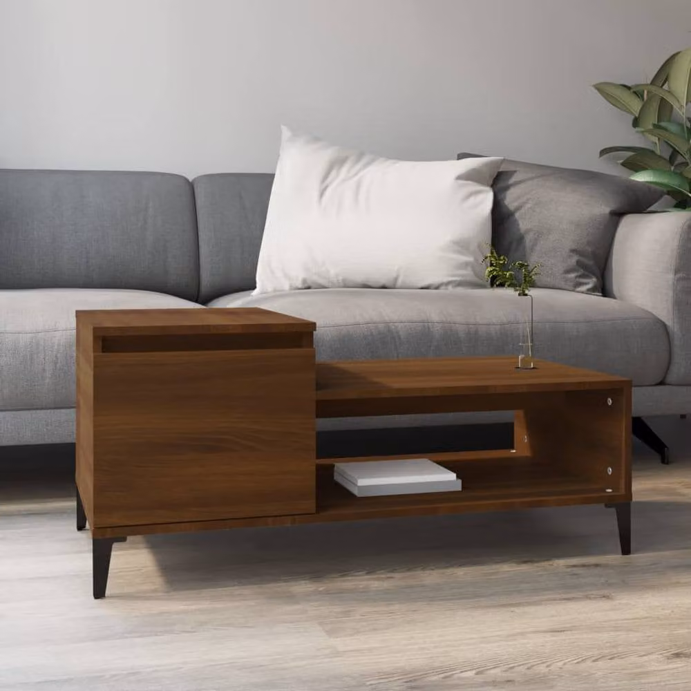 Berkfield Home Brown Oak Coffee Table, W/D/H: 100 x 50 x 45 cm – 2