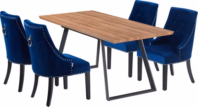 Life Interiors Windsor Toga LUX Extendable Rectangular Dining Set with 4 Blue Chairs