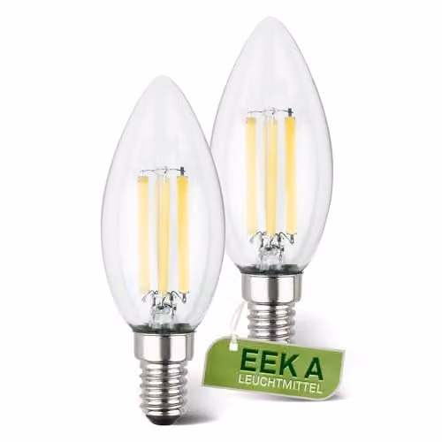 Briloner Set of 2 E14 Warm White Filament LED Candle Bulbs, Transparent – 1