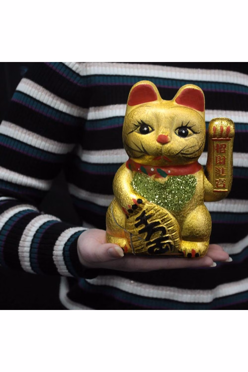 KDMD Gold Ceramic Lucky Waving Money Cat Figurine for Prosperity and Wealth – 2