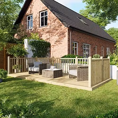 Powersheds Premium Wooden Decking Kit with Hand Rails in Brown