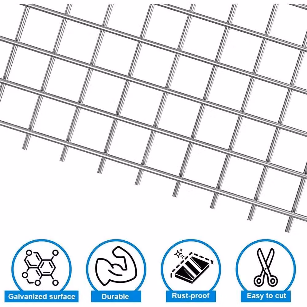 NESTLUNE Galvanised Welded Wire Mesh Aviary Fence in Silver, 15m Length, Height: 1.2m, Mesh Width: 32mm – 2
