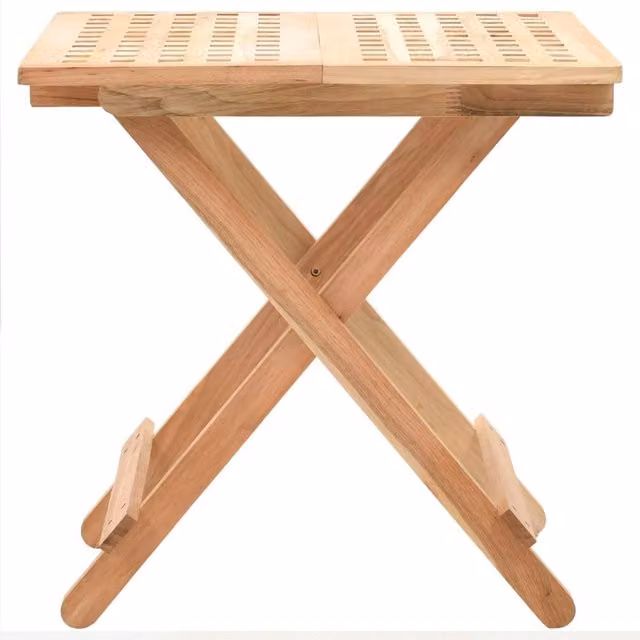 Berkfield Home Beautiful Foldable Side Table in Solid Walnut Wood, Beige, W/D/H: 50 x 50 x 49 cm