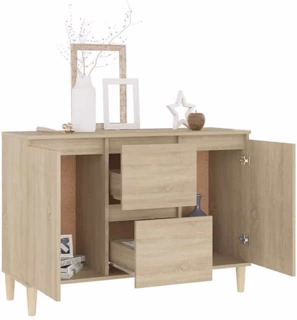 Berkfield Home Sonoma Oak Sideboard in Light Beige, W/D/H: 103.5 x 35 x 70 cm