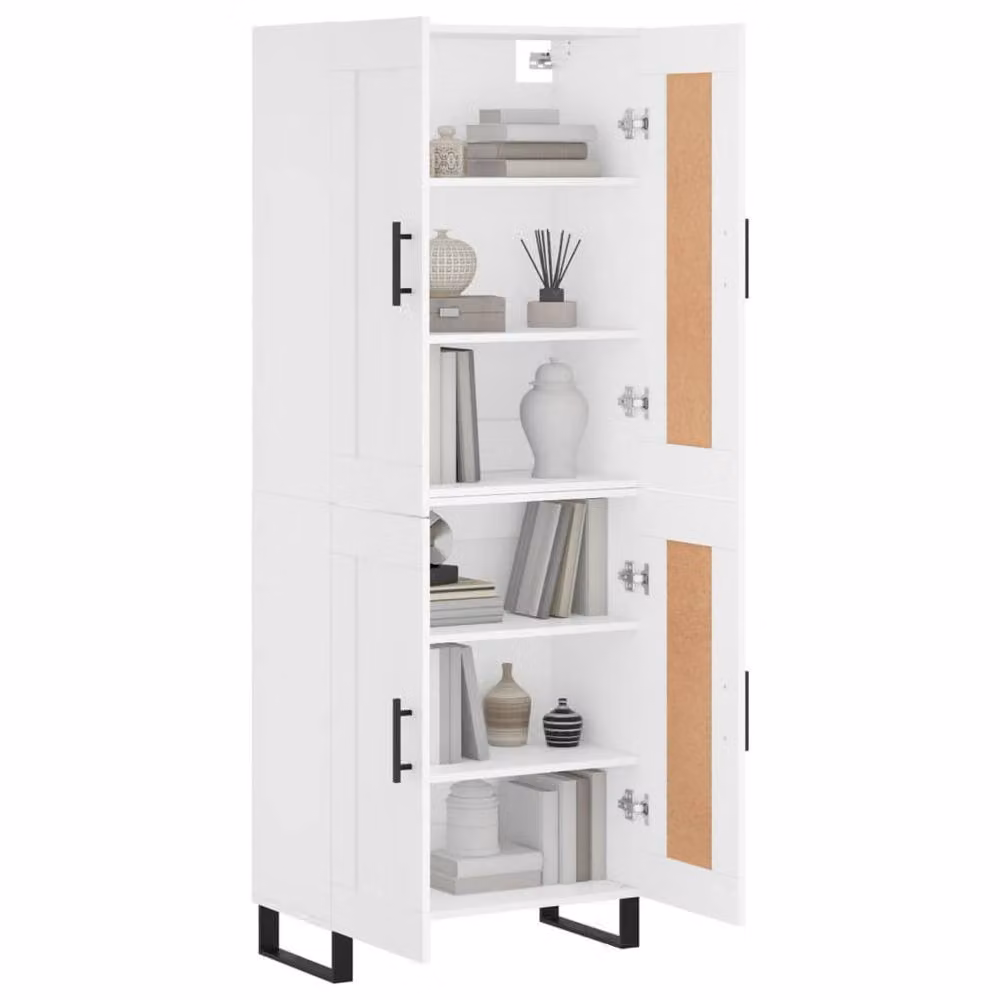 Berkfield Home White Modern Highboard with Hinged Doors and Internal Shelves, W: 69.5 cm, D: 34 cm, H: 180 cm – 2