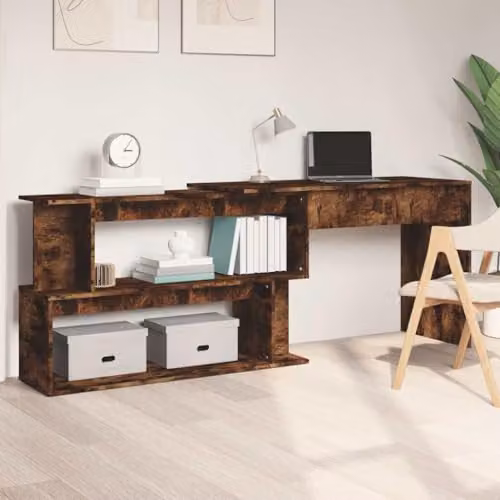 vidaXL Modern Corner Desk in Brown, W/D/H: 200 x 50 x 76 cm – 2