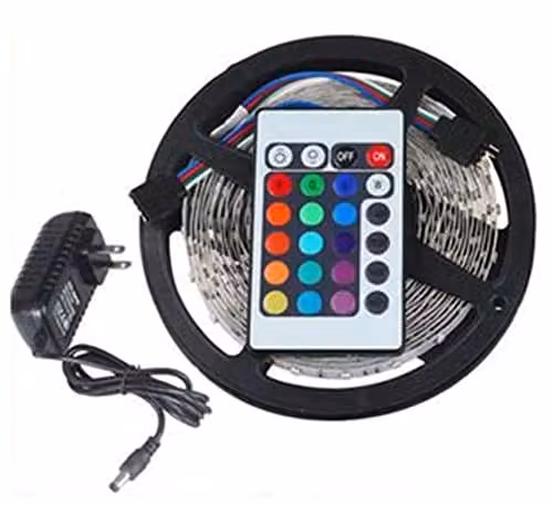 Sure Energy RGB LED Strip Lights Kit, 5m Multicolour Waterproof Decorative Tape with Remote Control and Power Supply for Under Cabinet Lighting