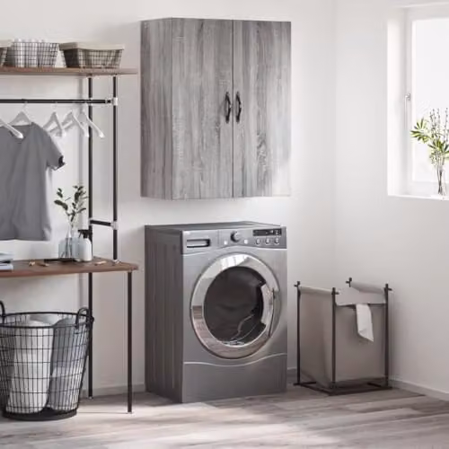 vidaXL Wall Mounted Cabinet in Grey Sonoma, W: 69.5 cm, D: 34 cm, H: 90 cm – 2