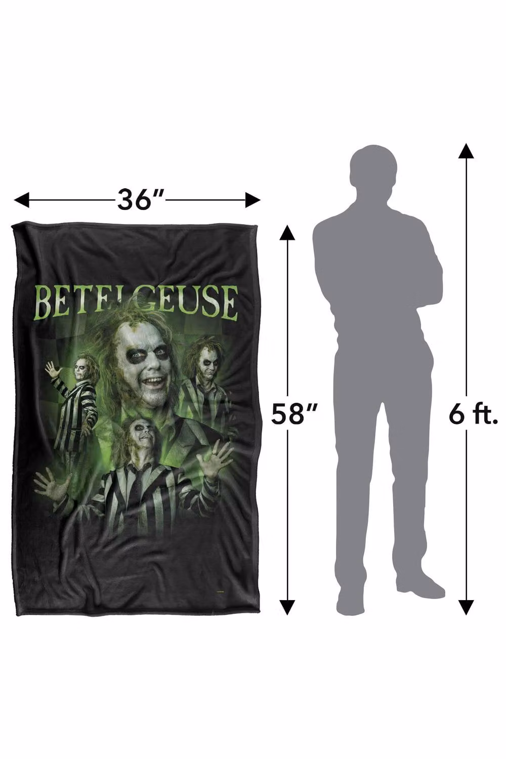 LOGOVISION Beetlejuice Beetlejuice Beetlejuice Homage Super Soft Silky Touch Fleece Throw Blanket, Multicolour, W/D/H: 91 x 147 cm – 8